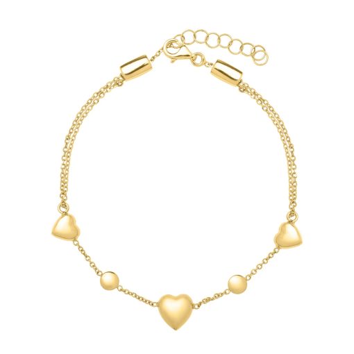 14k Yellow Gold Puff Heart Adjustable Anklet - Image 3