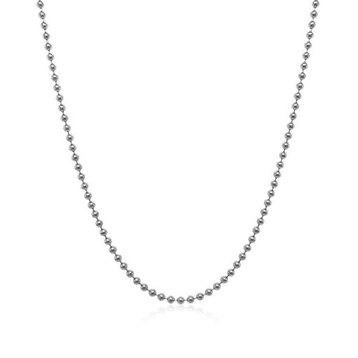 14k White Gold Bead Chain 1.5mm (1.50 mm) - Image 2