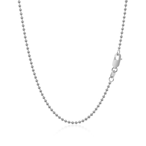 14k White Gold Bead Chain 1.5mm (1.50 mm) - Image 3