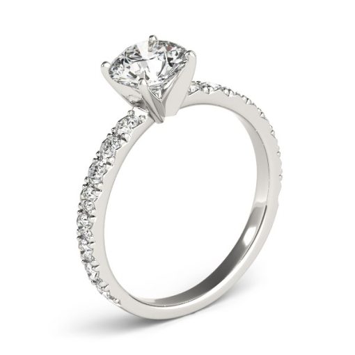 14k White Gold Single Row Shank Round Diamond Engagement Ring (1 1/3 cttw) - Image 3