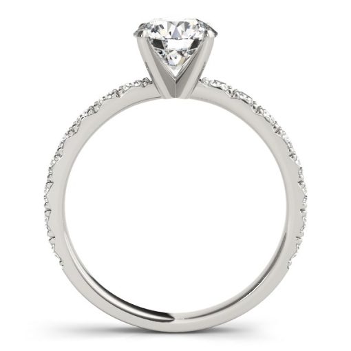 14k White Gold Single Row Shank Round Diamond Engagement Ring (1 1/3 cttw) - Image 4