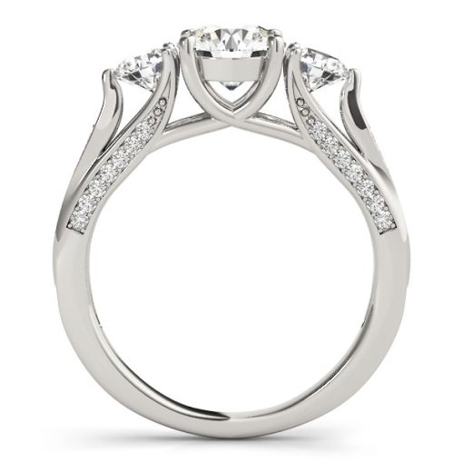 14k White Gold 3 Stone Style Round Diamond Engagement Ring (1 3/4 cttw) - Image 2