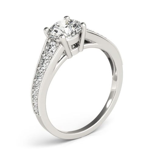 14k White Gold Antique Tapered Shank Diamond Engagement Ring (1 3/8 cttw) - Image 3