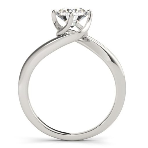 14k White Gold Bypass Style Solitaire Round Diamond Engagement Ring (1 cttw) - Image 2
