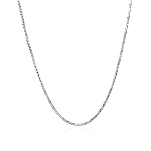 Sterling Silver Rhodium Plated Round Box Chain (1.30 mm) - Image 2