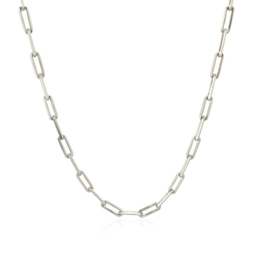 Sterling Silver Rhodium Plated Paperclip Chain (2.50 mm) - Image 2