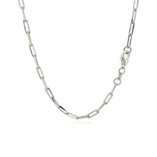 Sterling Silver Rhodium Plated Paperclip Chain (2.50 mm) - Image 3