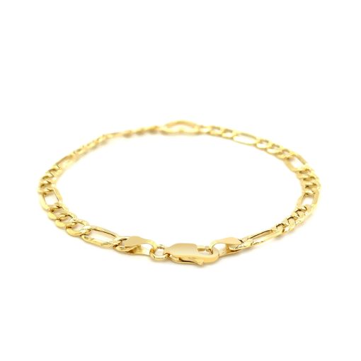 14k Yellow Gold 7 inch Figaro Chain Bracelet with Heart (4.50 mm) - Image 3