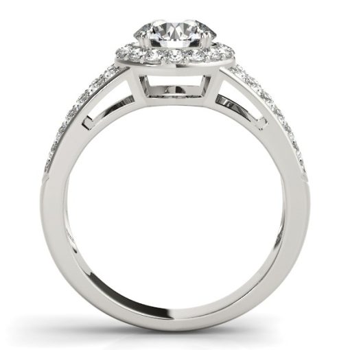 14k White Gold Round Split Shank Style Diamond Engagement Ring (1 1/2 cttw) - Image 2