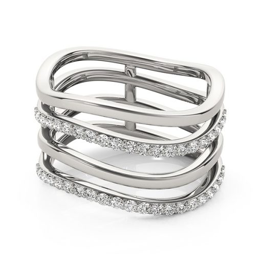 14k White Gold Multiple Band Design Ring with Diamonds (3/8 cttw) - Image 2