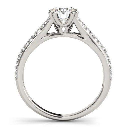14k White Gold Double Prong Multirow Band Diamond Engagement Ring (1 1/8 cttw) - Image 2