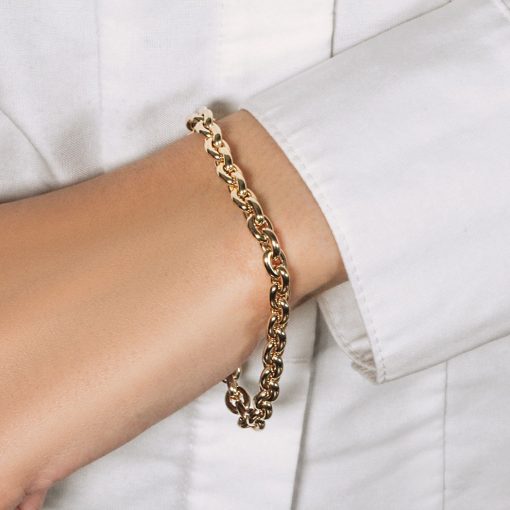 14k Yellow Gold Polished Oval Link Bracelet (6.20 mm) - Image 5
