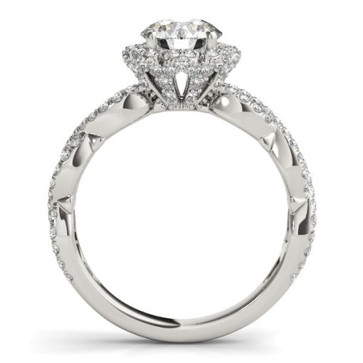 14k White Gold Flower Motif Split Shank Diamond Engagement Ring (1 5/8 cttw) - Image 2
