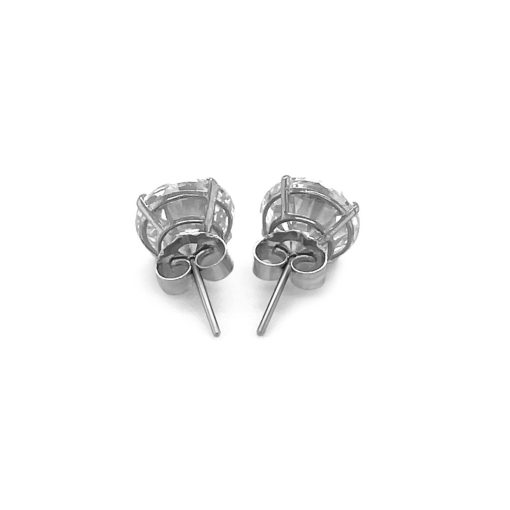 14k White Gold Round CZ Stud Earrings(8mm) - Image 3