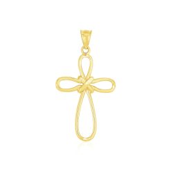 14k Yellow Gold Looped Knot Style Cross Pendant