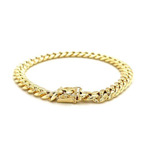 10k Yellow Gold Semi Solid Miami Cuban Bracelet (7.20 mm) - Image 3