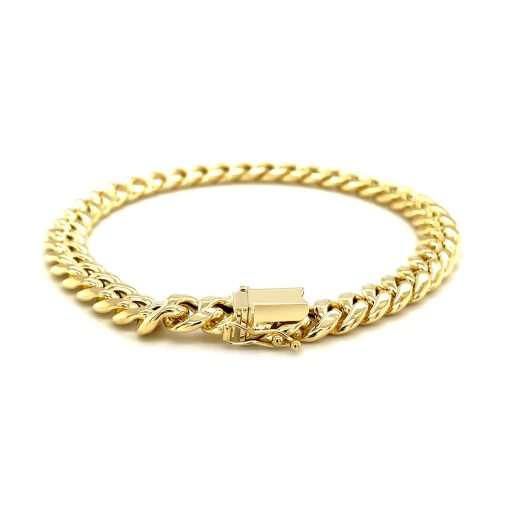 10k Yellow Gold Semi Solid Miami Cuban Bracelet (7.20 mm) - Image 4