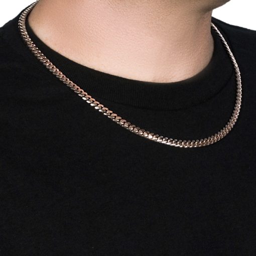 14k Rose Gold Classic Miami Cuban Solid Chain (6.10 mm) - Image 4