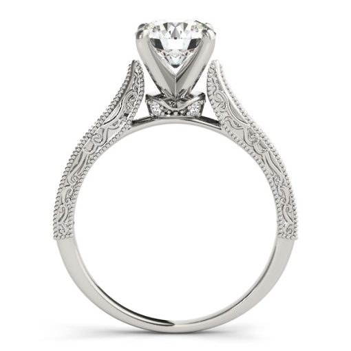 14k White Gold Antique Design Diamond Engagement Ring (1 5/8 cttw) - Image 2