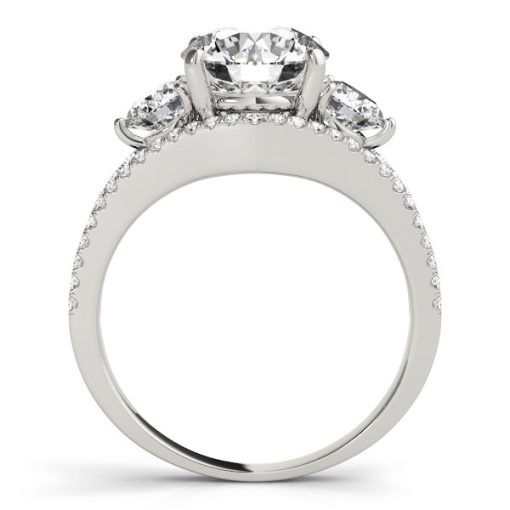 14k White Gold 3 Stone Split Pave Shank Diamond Engagement Ring (2 3/4 cttw) - Image 4