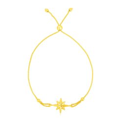 14k Yellow Gold Adjustable Bracelet with Star