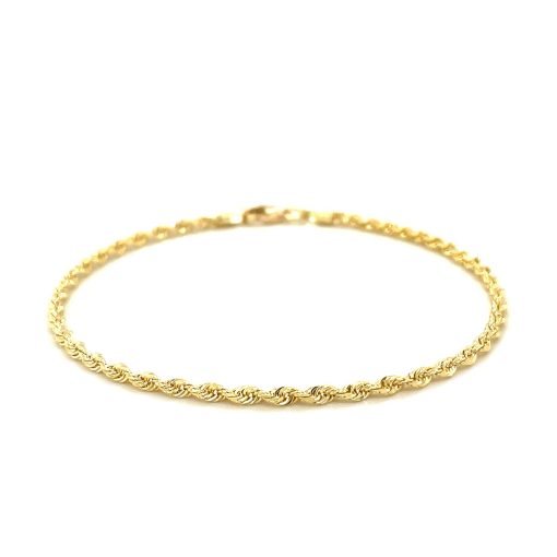 10k Yellow Gold Solid Diamond Cut Rope Bracelet (2.50 mm) - Image 2