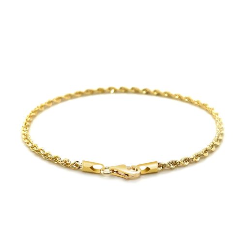 10k Yellow Gold Solid Diamond Cut Rope Bracelet (2.50 mm) - Image 3