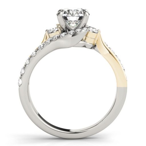 14k White And Yellow Gold Round Bypass Diamond Engagement Ring (1 1/2 cttw) - Image 2