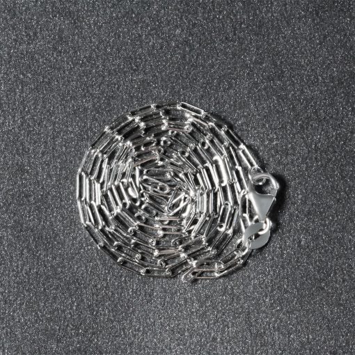 18K White Gold Fine Paperclip Chain (1.50 mm) - Image 6
