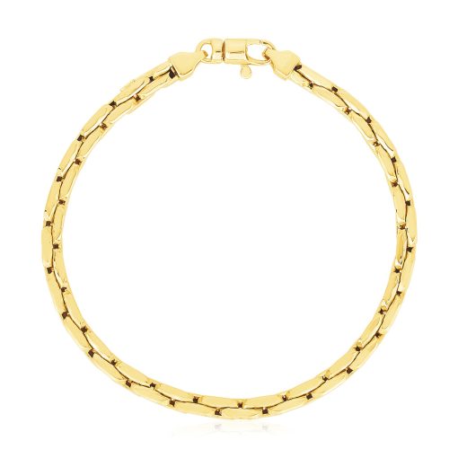14k Yellow Gold High Polish Compressed Cable Link Bracelet (4.50 mm) - Image 2