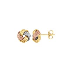 Love Knot Post Earrings in 14k Tri Color Gold