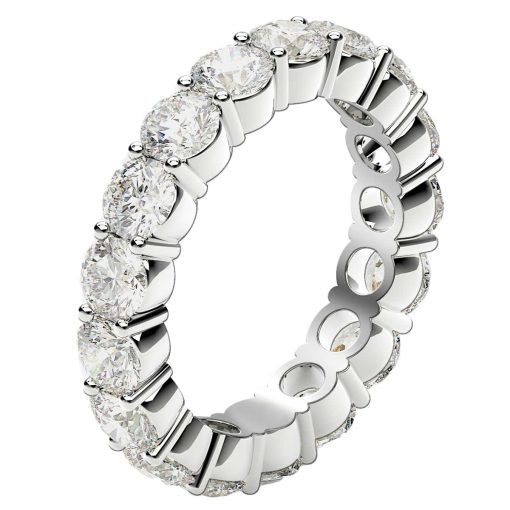 Round Cut Lab Grown Diamond Eternity Ring in 14k White Gold (3 cttw FG/VS2) - Image 4