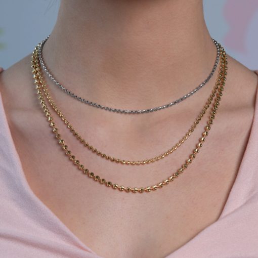 Moon Cut Bead Chain in 14k White Gold (2.50 mm) - Image 4