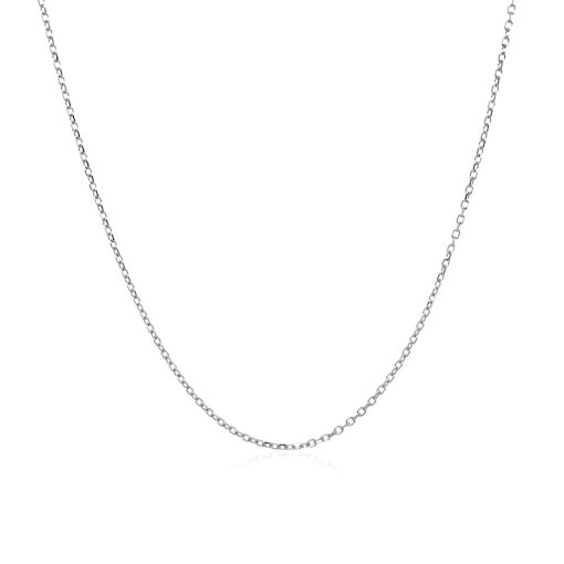 14k White Gold Diamond Cut Cable Link Chain (0.87 mm) - Image 2