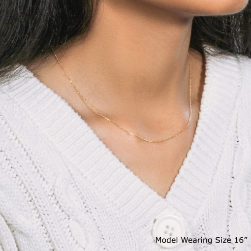 18k Yellow Gold Diamond Cut Cable Link Chain (0.80 mm) - Image 2