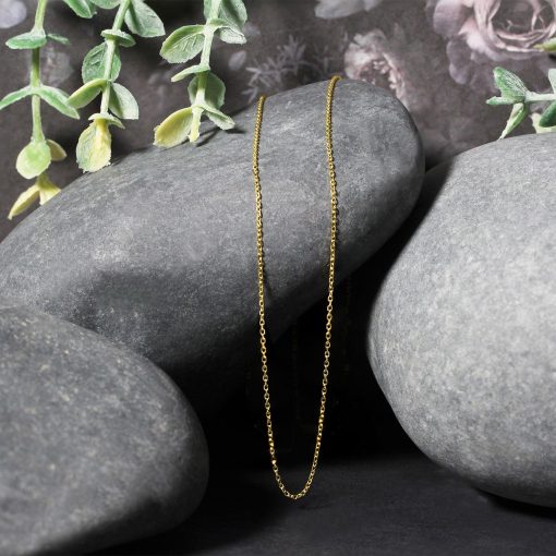 18k Yellow Gold Diamond Cut Cable Link Chain (0.80 mm) - Image 5