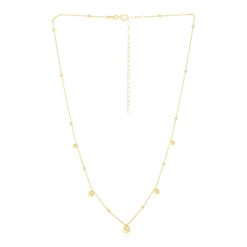 14k Yellow Gold High Polish Beaded Stations Necklace