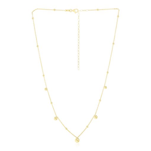 14k Yellow Gold High Polish Beaded Stations Necklace