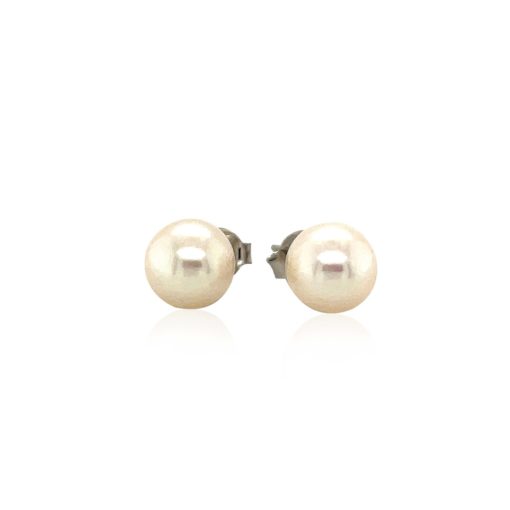 Freshwater Pearl Earrings in Sterling Silver(8mm) - Image 2