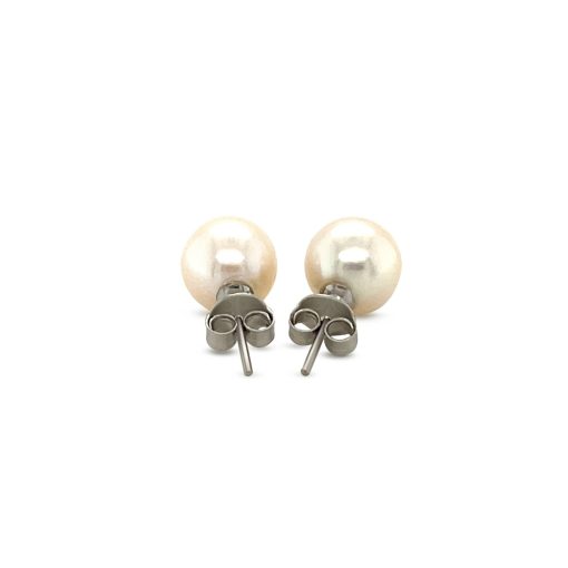 Freshwater Pearl Earrings in Sterling Silver(8mm) - Image 3