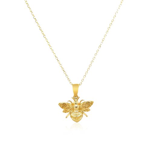 14K Yellow Gold Bee Necklace - Image 2