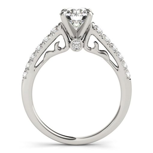 14k White Gold Scalloped Single Row Band Diamond Engagement Ring (1 3/8 cttw) - Image 2