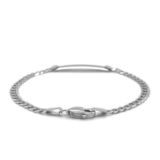 14k White Gold Curb Link Chain Polished Childrens ID Bracelet (3.00 mm) - Image 3