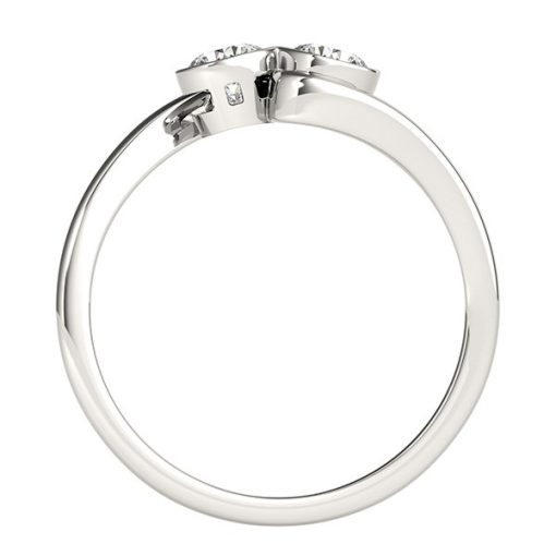 14k White Gold Bezel Set Curved Band Two Stone Diamond Ring (1/2 cttw) - Image 2