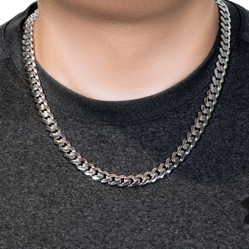 14k White Gold 22 inch Polished Curb Chain Necklace - Image 3