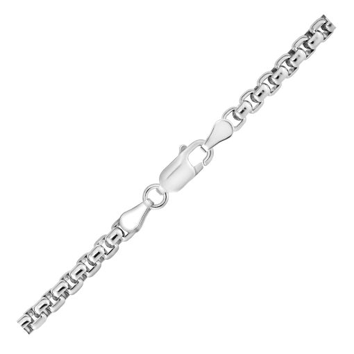 Sterling Silver Rhodium Plated Round Box Chain (3.80 mm) - Image 3