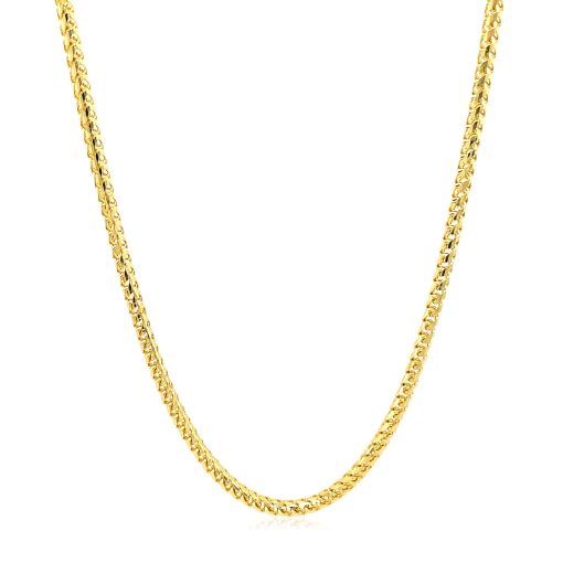 14k Yellow Solid Gold Diamond Cut Round Franco Chain (2.20 mm) - Image 2