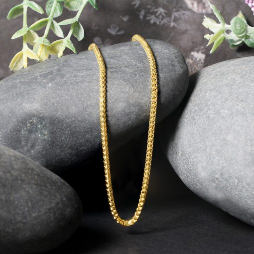14k Yellow Solid Gold Diamond Cut Round Franco Chain (2.20 mm) - Image 4