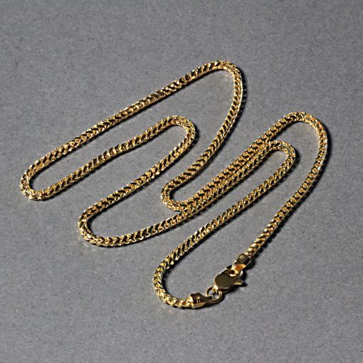 14k Yellow Solid Gold Diamond Cut Round Franco Chain (2.20 mm) - Image 6