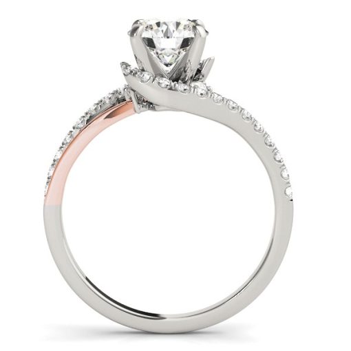 14k White And Rose Gold Bypass Shank Diamond Engagement Ring (1 1/3 cttw) - Image 2